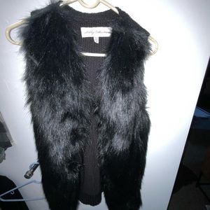 Black fur/hairy sweater vest